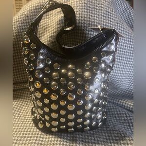 Chic Black Studded Hobo Bag
